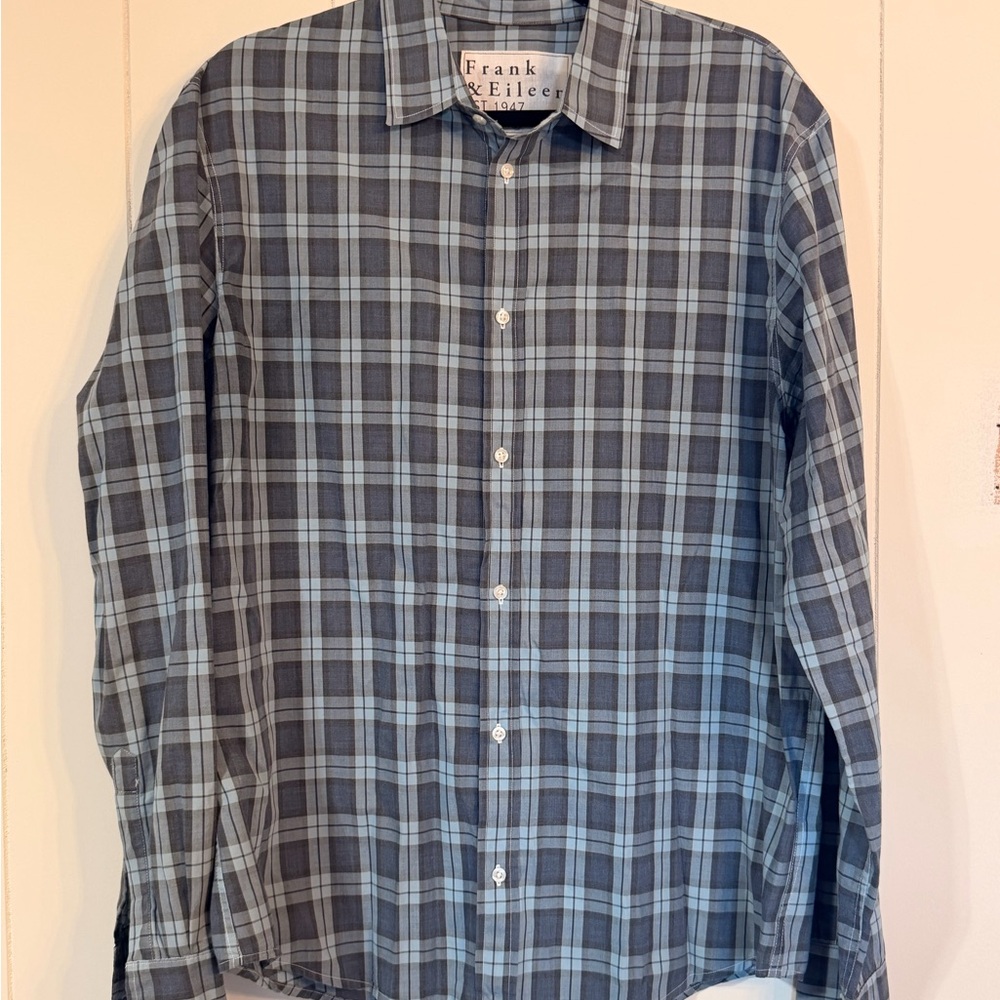 Frank & Eileen Navy and Light Blue Checkered Shirt